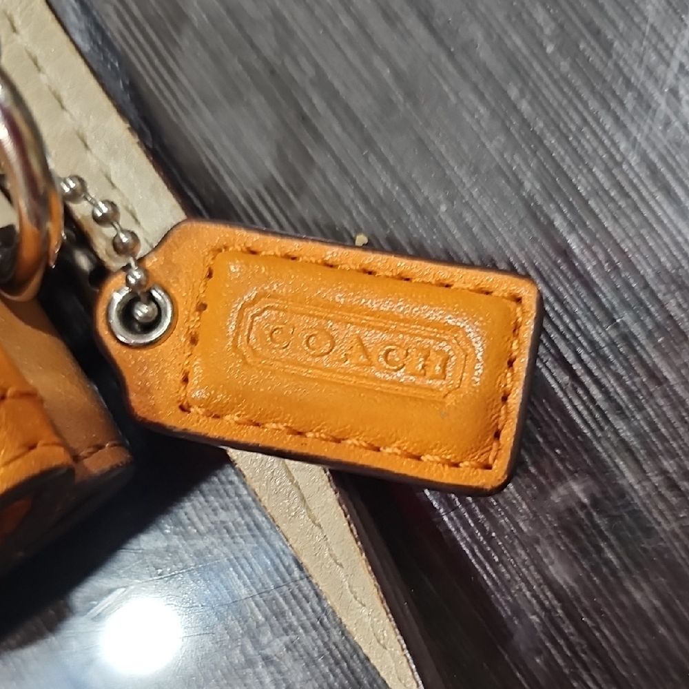 Coach Two-Tone Orange and Tan Leather Crossbody - Picture 3 of 8